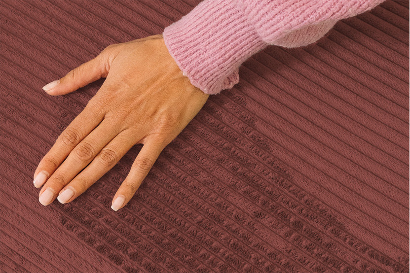 Housse Canapé droit convertible - 2 places - Tissu velours côtelé rouge