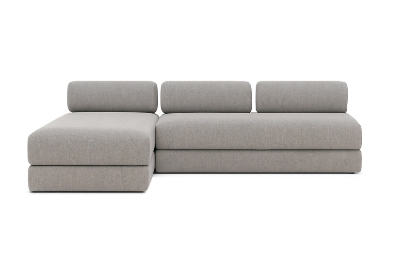 Canapé d'angle 6 places - 2 modules convertibles : Canapé 3 places + Méridienne - Tissu lisse Gris clair