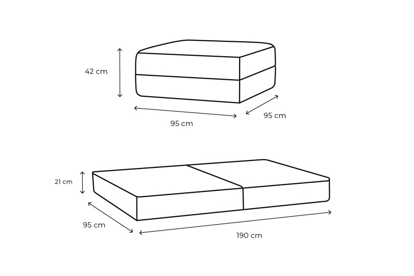 Pouf convertible et modulable - Velours côtelé XL Taupe
