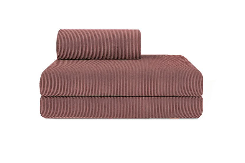 Canapé 3 places - 2 modules convertibles : Canapé 2 places + Fauteuil - Velours côtelé Rose