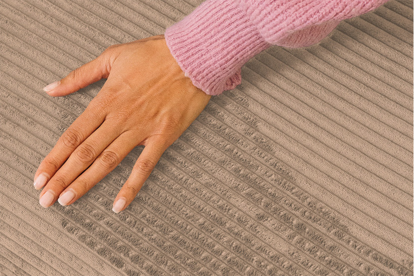 Housse Canapé droit convertible - 3 places - Tissu velours côtelé taupe