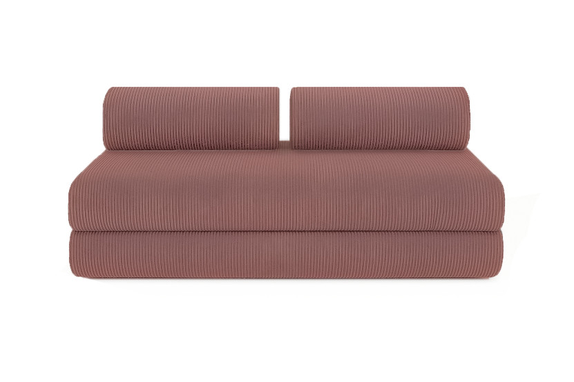 Canapé d'angle 6 places - 2 modules convertibles : Canapé 3 places + Méridienne - Velours côtelé Rose