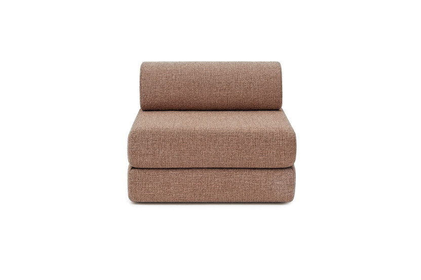 Canapé 6 places - 3 modules convertibles : Canapé 3 places + Fauteuil + Pouf - Tissu tweed Rouge