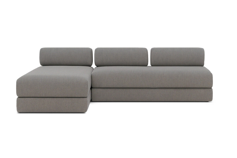 Canapé d'angle 6 places - 2 modules convertibles : Canapé 3 places + Méridienne - Tissu lisse Gris