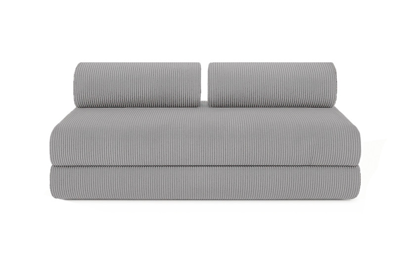 Housse Canapé droit convertible - 3 places - Tissu velours côtelé gris clair