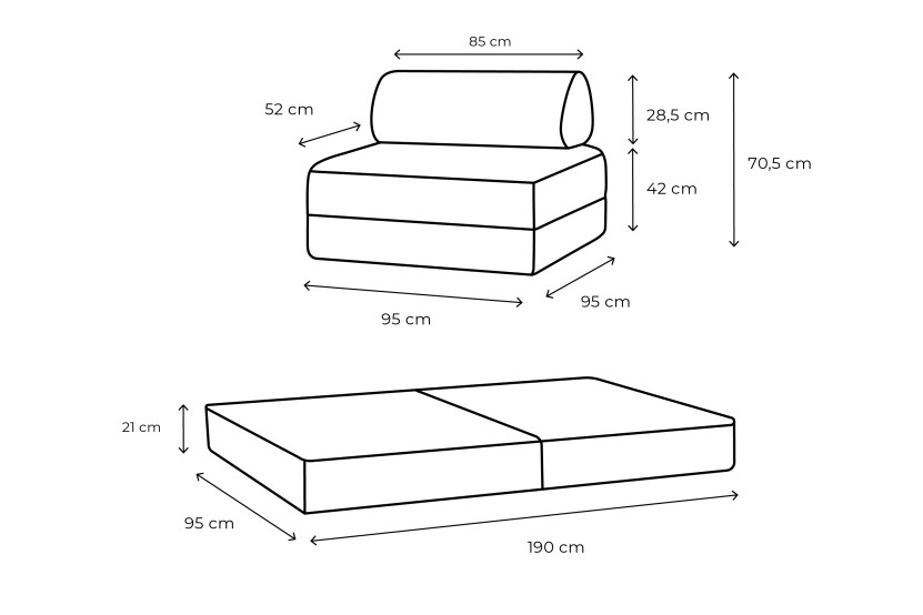 Fauteuil convertible et modulable - Velours côtelé Jaune