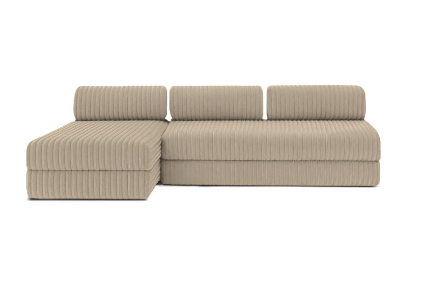 Canapé d'angle 6 places - 2 modules convertibles : Canapé 3 places + Méridienne - Velours côtelé XL Taupe