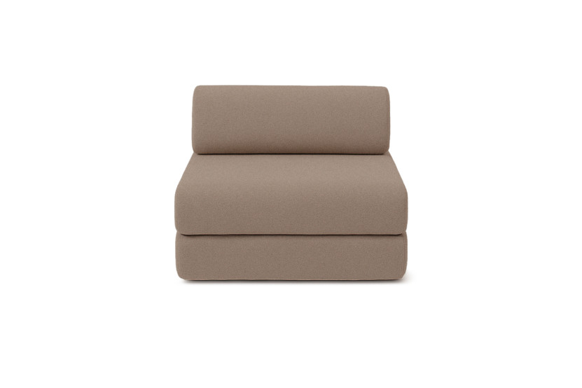 Canapé d'angle 6 places - 3 modules convertibles : Canapé 3 places + Fauteuil + Pouf - Tissu lisse Marron