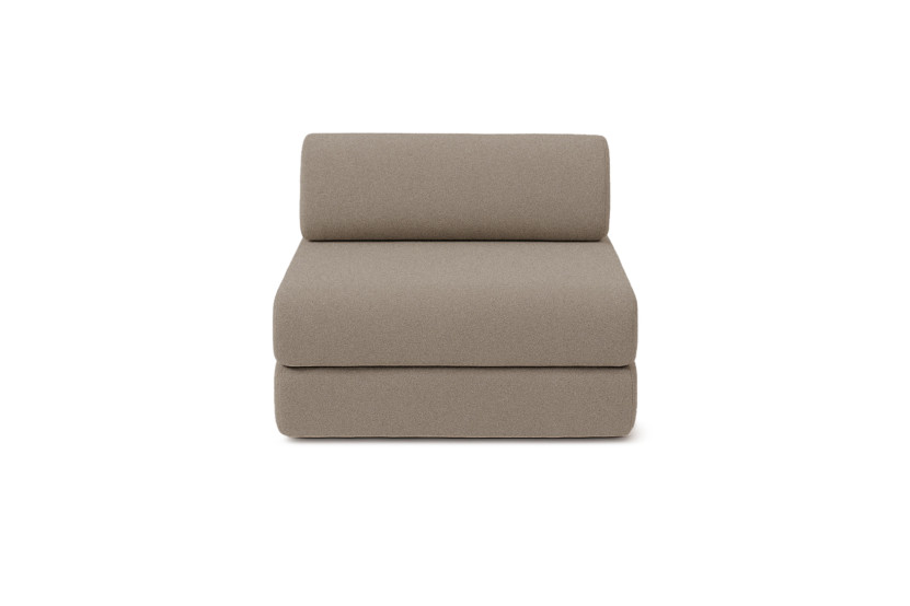 Canapé d'angle 6 places - 3 modules convertibles : Canapé 3 places + Fauteuil + Pouf - Tissu lisse Taupe