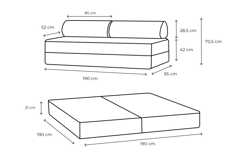 Canapé 3 places convertible et modulable - Velours côtelé Terracotta