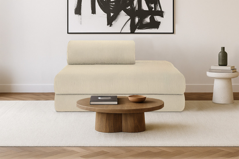 Canapé 2 places convertible et modulable - Velours côtelé Beige