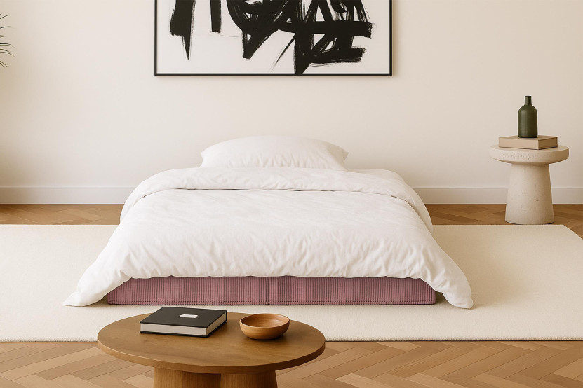 Canapé 2 places convertible et modulable - Velours côtelé Rose