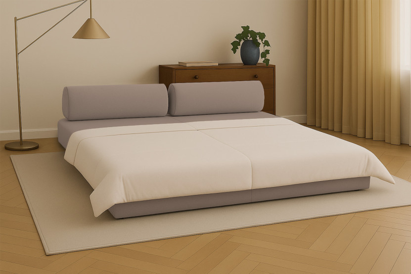 Canapé 3 places convertible et modulable - Tissu lisse Marron