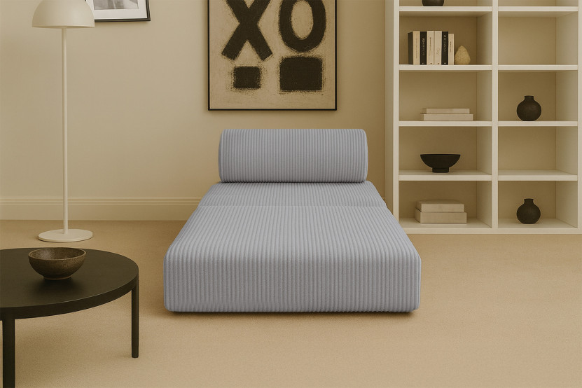 Fauteuil convertible et modulable - Velours côtelé Gris clair