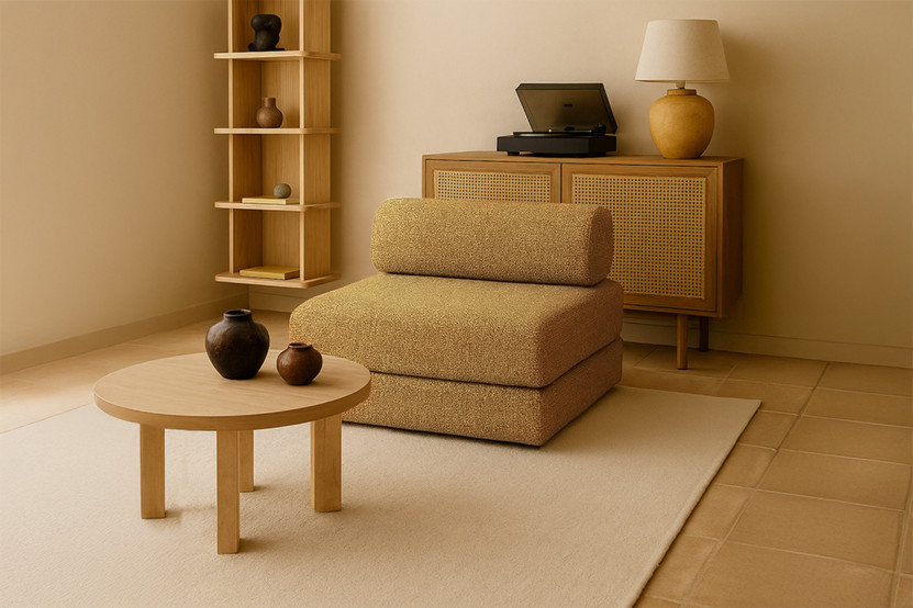 Fauteuil convertible et modulable - Tissu tweed Jaune