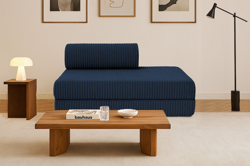 Canapé 2 places convertible et modulable - Velours côtelé XL Bleu