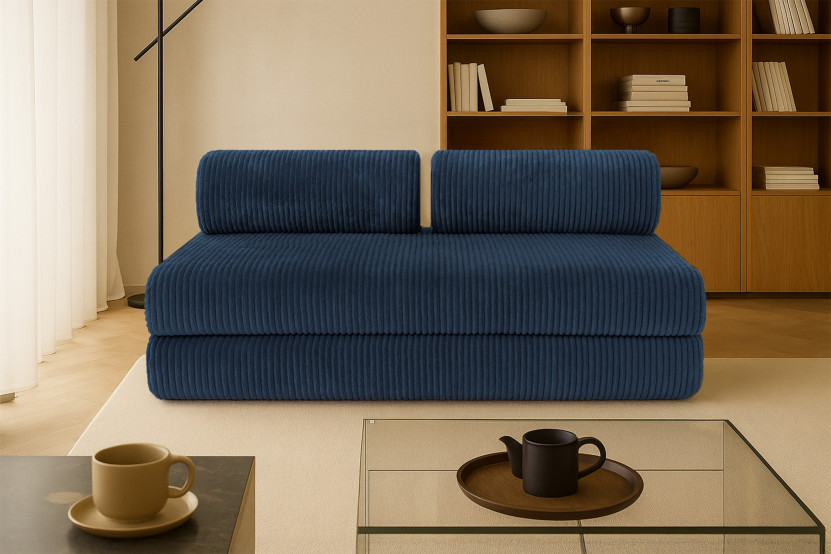 Canapé 3 places convertible et modulable - Velours côtelé XL Bleu