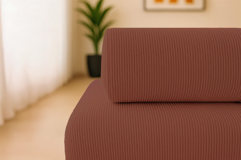 Canapé 4 places - 2 modules convertibles : Canapé 3 places + Fauteuil - Velours côtelé Terracotta