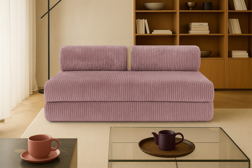 Canapé 3 places convertible et modulable - Velours côtelé XL Rose