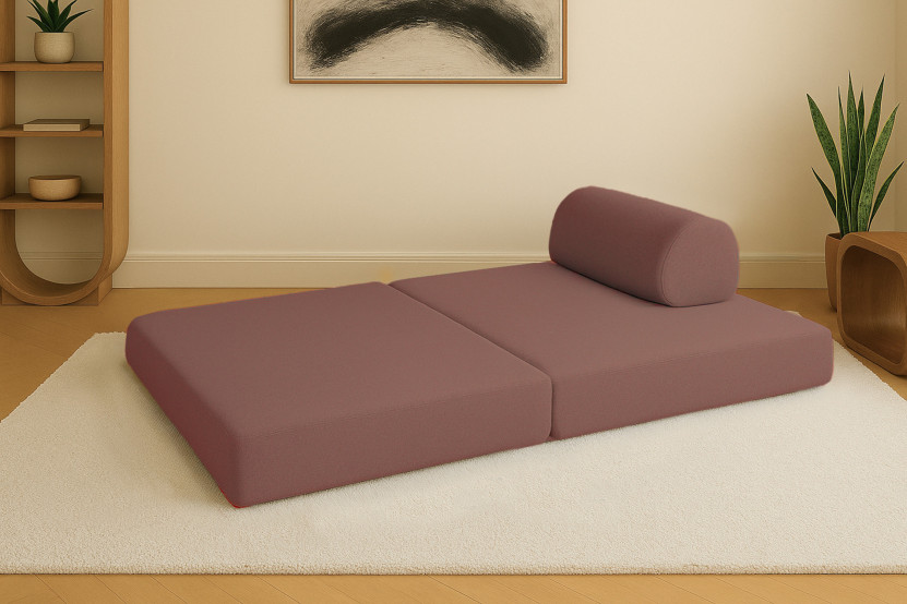 Canapé 2 places convertible et modulable - Tissu lisse Terracotta