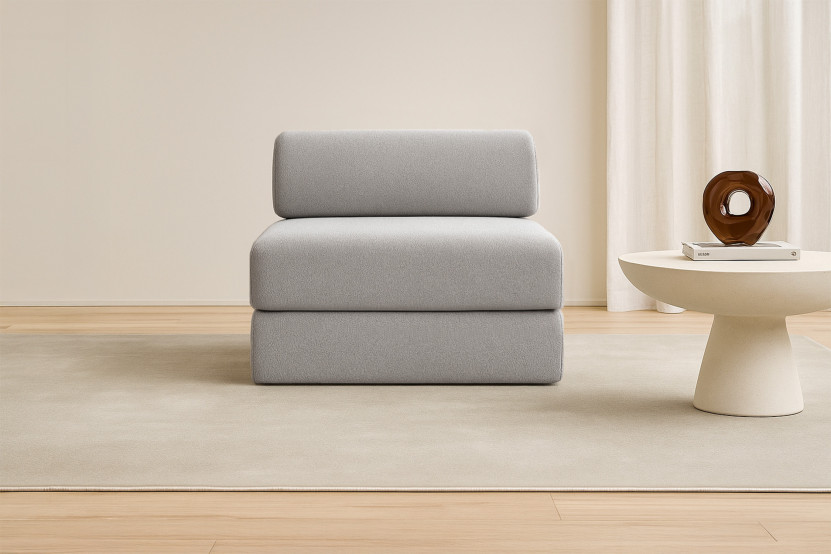 Fauteuil convertible et modulable - Tissu lisse Gris clair