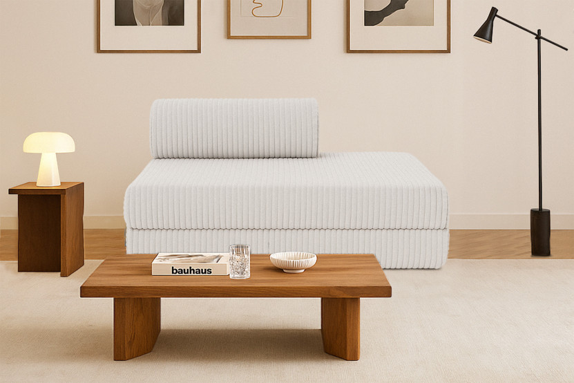 Canapé 2 places convertible et modulable - Velours côtelé XL Blanc