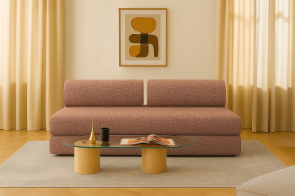 Canapé 3 places convertible et modulable - Tissu tweed Rouge