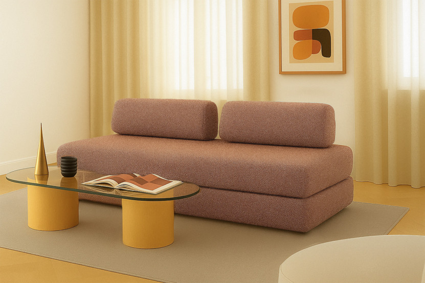 Canapé 3 places convertible et modulable - Tissu tweed Rouge