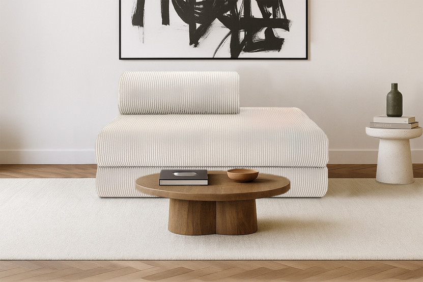 Canapé 2 places convertible et modulable - Velours côtelé Blanc