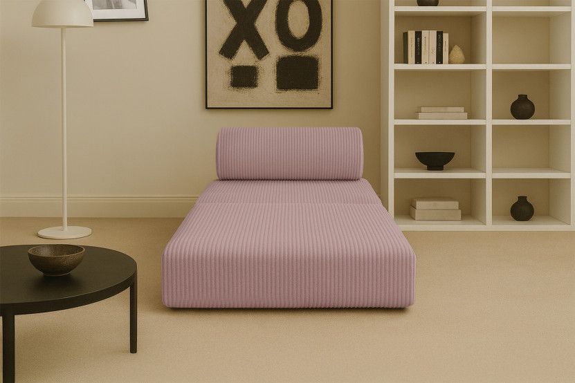 Fauteuil convertible et modulable - Velours côtelé Rose pâle