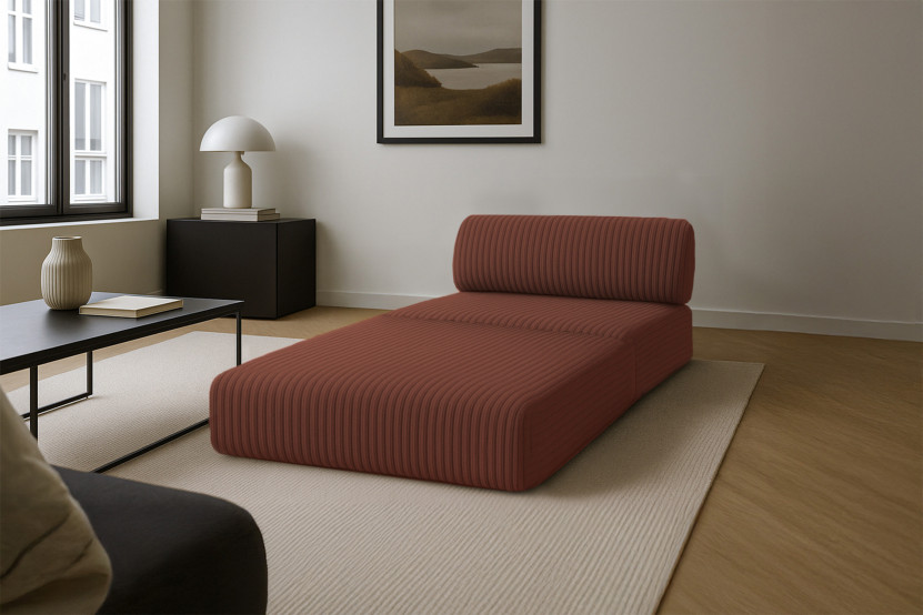 Fauteuil convertible et modulable - Velours côtelé XL Terracotta