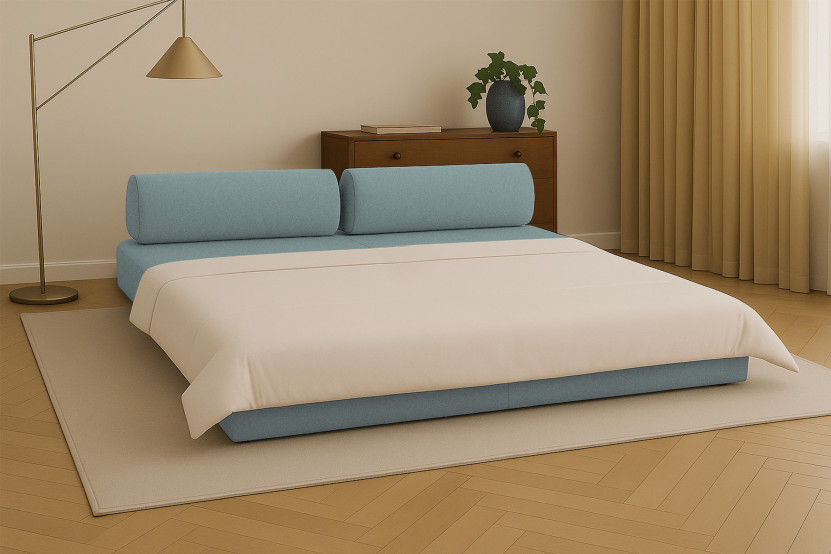 Canapé 3 places convertible et modulable - Tissu lisse Vert