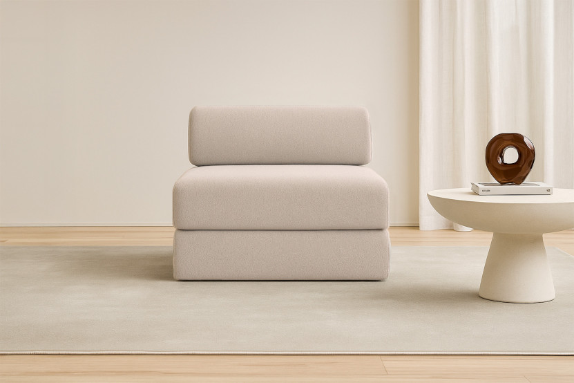 Fauteuil convertible et modulable - Tissu lisse Beige