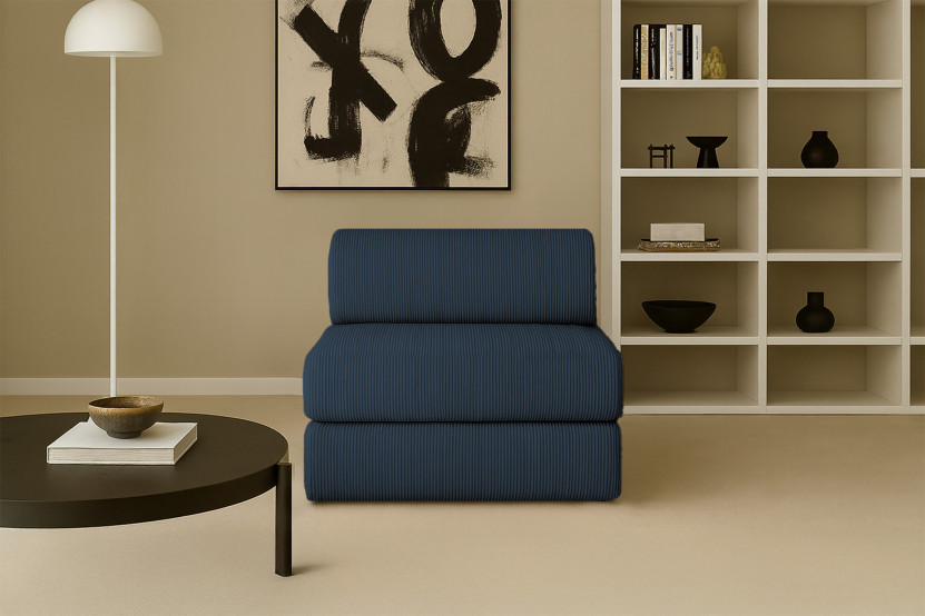 Fauteuil convertible et modulable - Velours côtelé Bleu