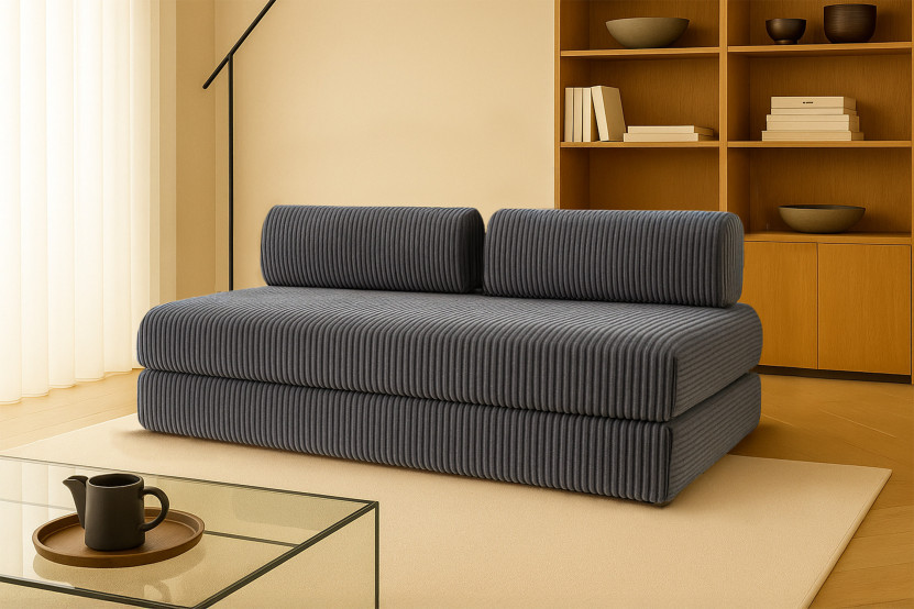 Canapé 3 places convertible et modulable - Velours côtelé XL Gris