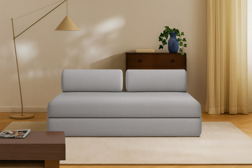 Canapé 3 places convertible et modulable - Tissu lisse Gris clair