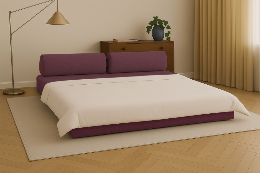 Canapé 3 places convertible et modulable - Tissu lisse Rouge