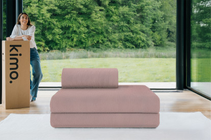 Canapé 2 places convertible et modulable - Velours côtelé Rose pâle