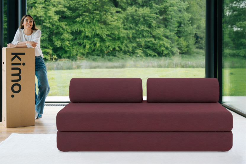 Canapé 3 places convertible et modulable - Tissu lisse Rouge