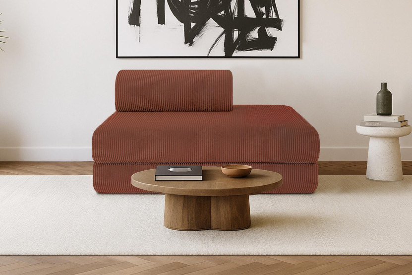 Canapé 2 places convertible et modulable - Velours côtelé Rouge