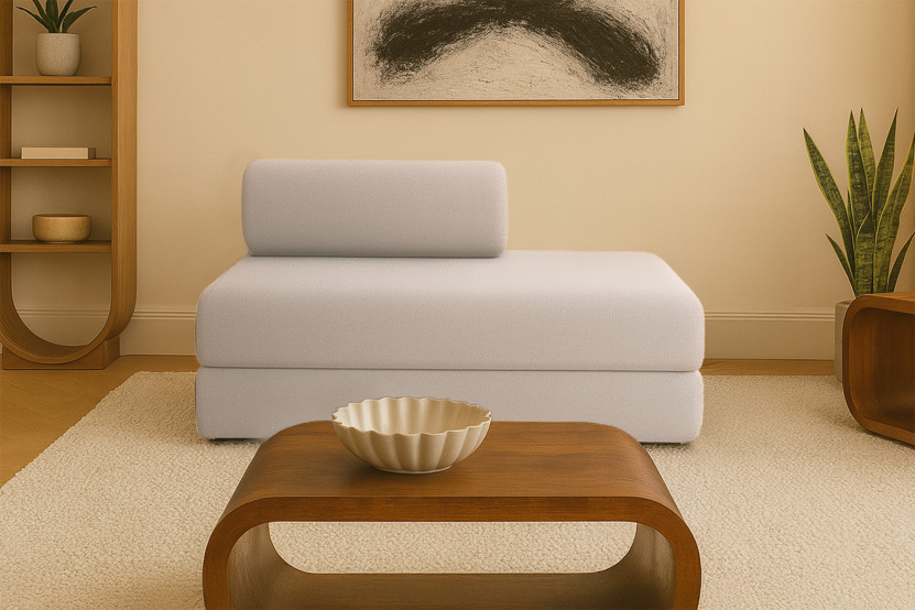 Canapé 2 places convertible et modulable - Tissu lisse Beige