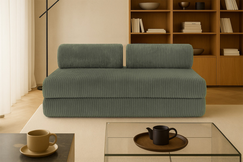 Canapé 3 places convertible et modulable - Velours côtelé XL Vert