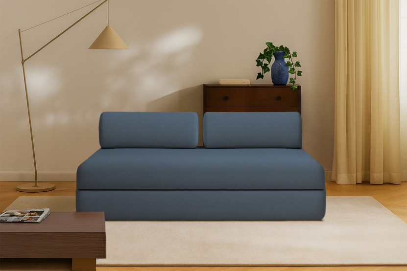 Canapé 3 places convertible et modulable - Tissu lisse Bleu