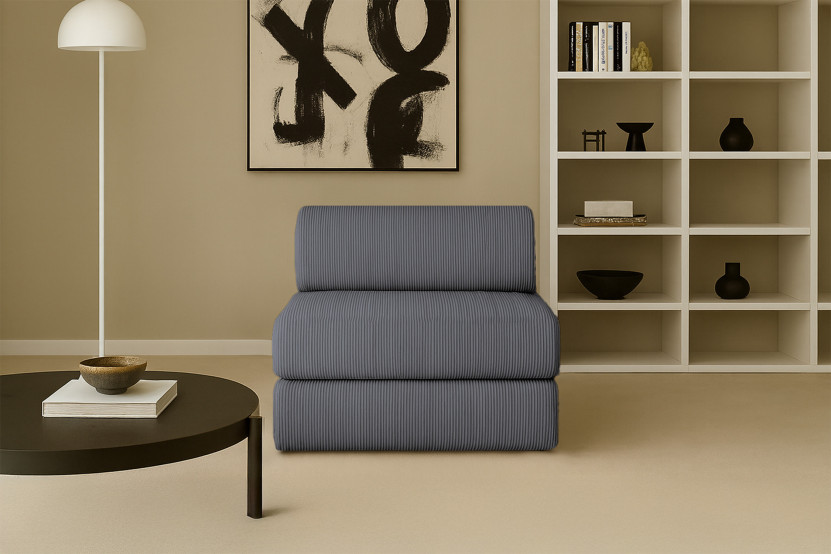 Fauteuil convertible et modulable - Velours côtelé Gris