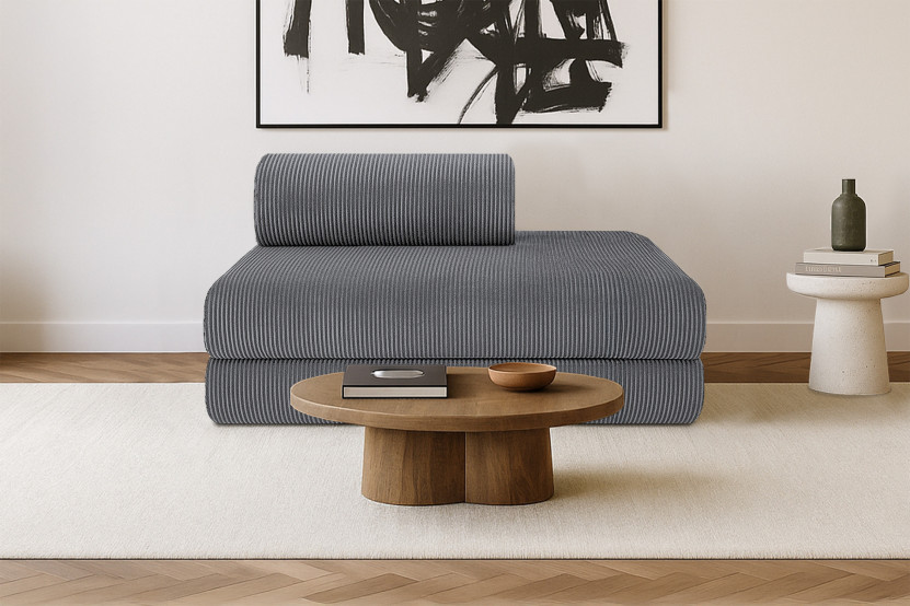 Canapé 2 places convertible et modulable - Velours côtelé Gris