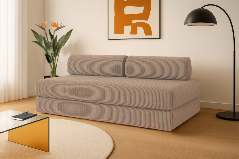 Canapé 3 places convertible et modulable - Velours côtelé Taupe