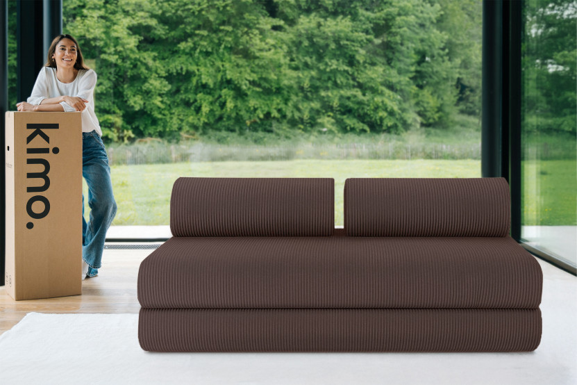 Canapé 3 places convertible et modulable - Velours côtelé Marron