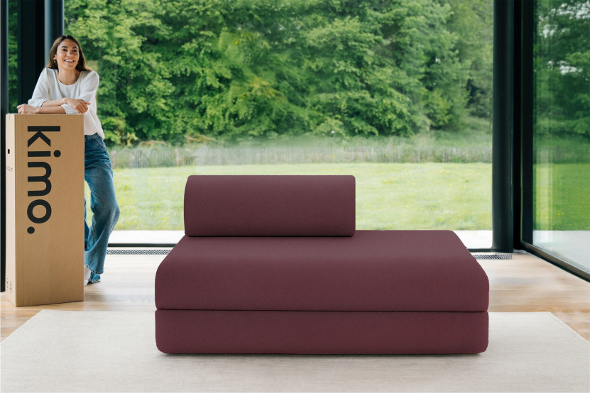 Canapé 2 places convertible et modulable - Tissu lisse Rouge