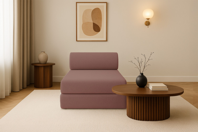 Méridienne convertible et modulable - Tissu lisse Terracotta