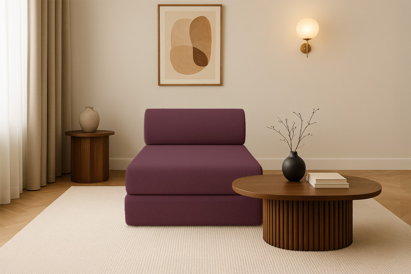 Méridienne convertible et modulable - Tissu lisse Rouge